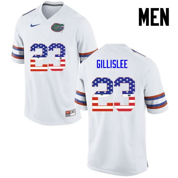 NCAA Florida Gators Mike Gillislee Men's #23 USA Flag Fashion Nike White Stitched Authentic College Football Jersey OAC5264QW